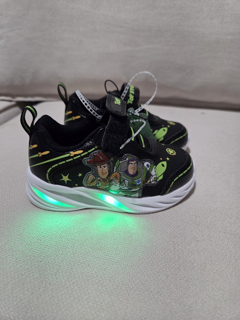 Disney Black and Green Light-Up Toy Story Sneakers